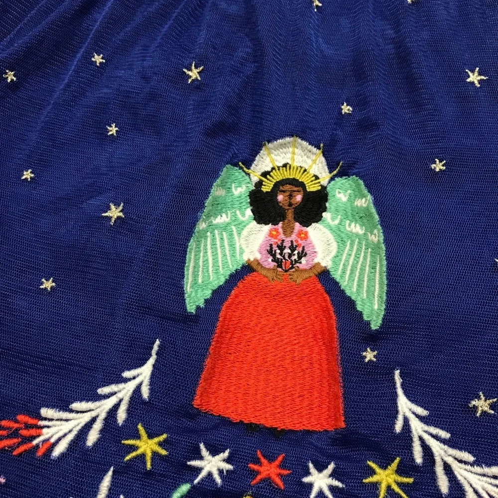 Hanna Andersson Dress Girls Size 6-7 Angels Tulle Holiday Christmas Blue‎ Modest